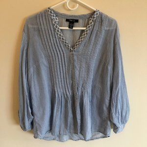 Blue and White Blouse